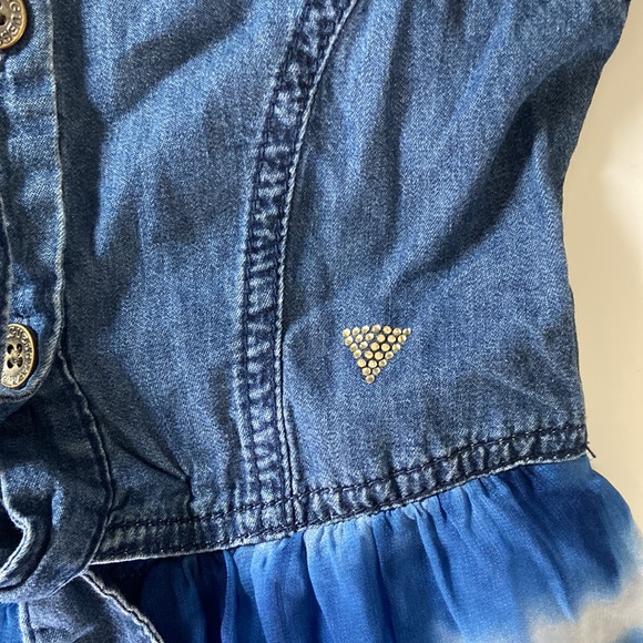 Guess Kids Denim Chiffon Blue Tie Dye Dress Girl’s Size 6 - Picture 2 of 6